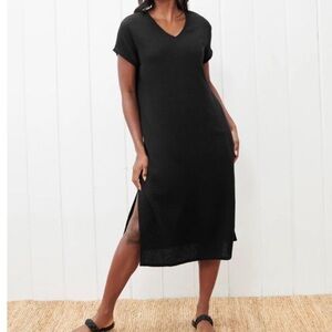 Jenni Kayne Cypress Caftan Black Gauzy Cotton Lagenlook Midi Dress size S